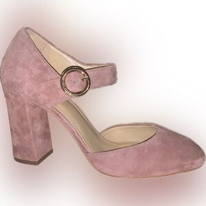 Michael Kors Alana Mauve Blush Pink Mary Jane Block Chunky Heel Pumps Shoes 8.5M